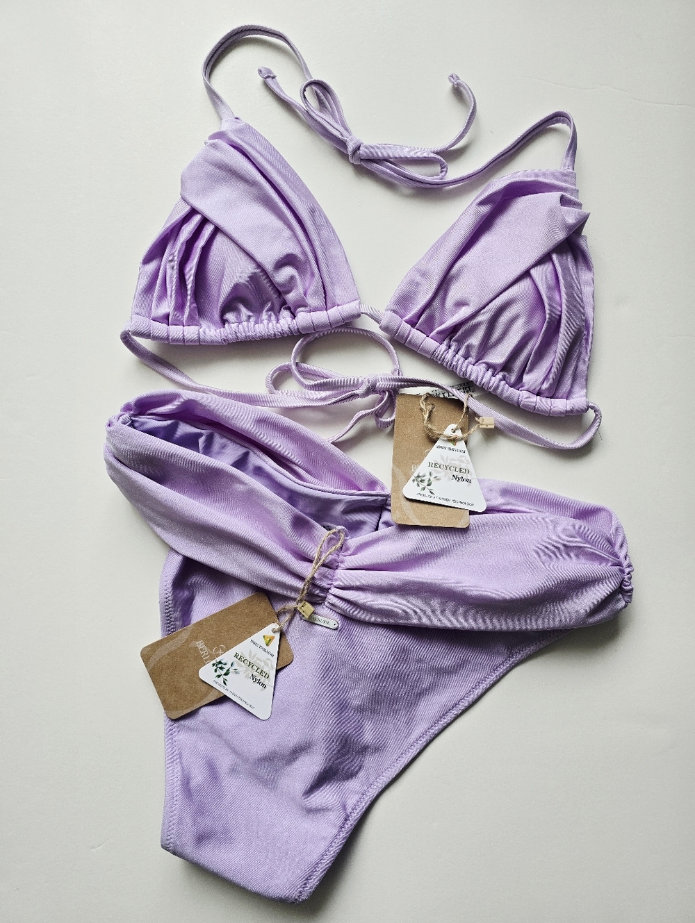 Berlook Lavender RuchedTriangle Bikini Set - Women Swim NWT - Picture 3 of 9